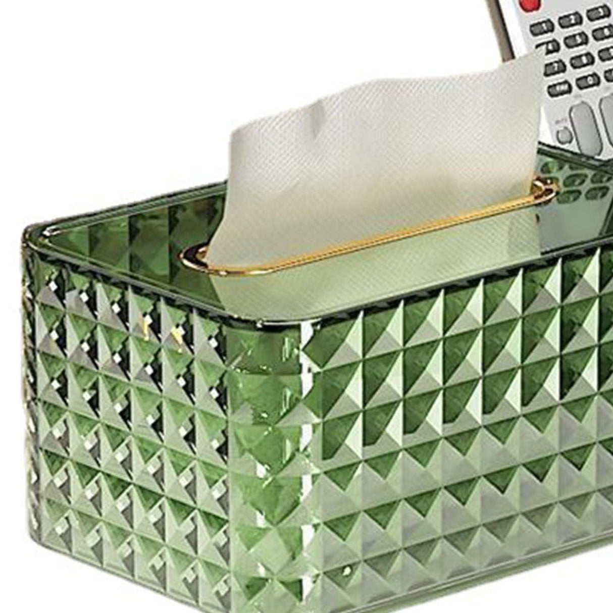 Tissue Storage Box Rhombus Texture Side Partition Towel Napkin Container Case Transparent Green