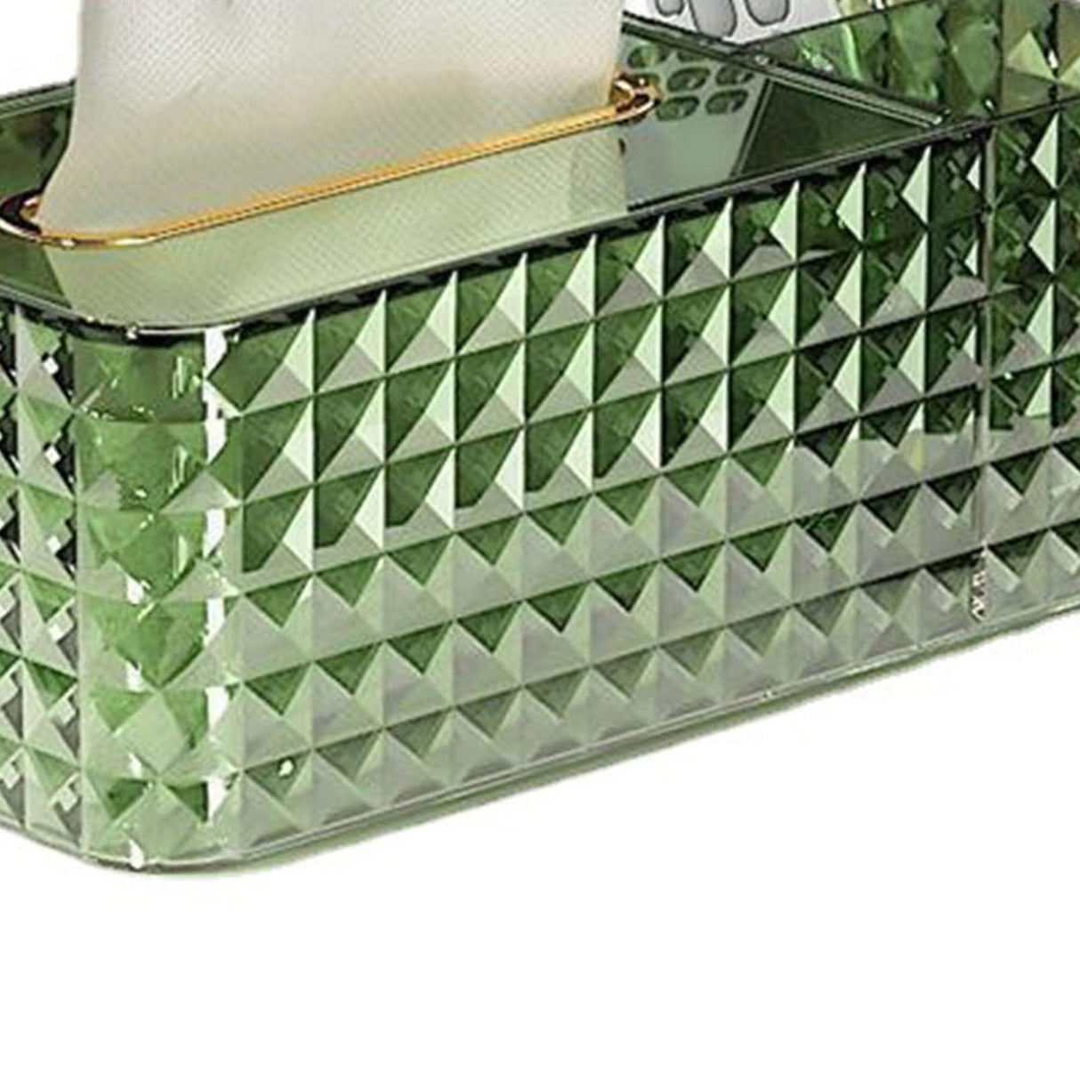 Tissue Storage Box Rhombus Texture Side Partition Towel Napkin Container Case Transparent Green
