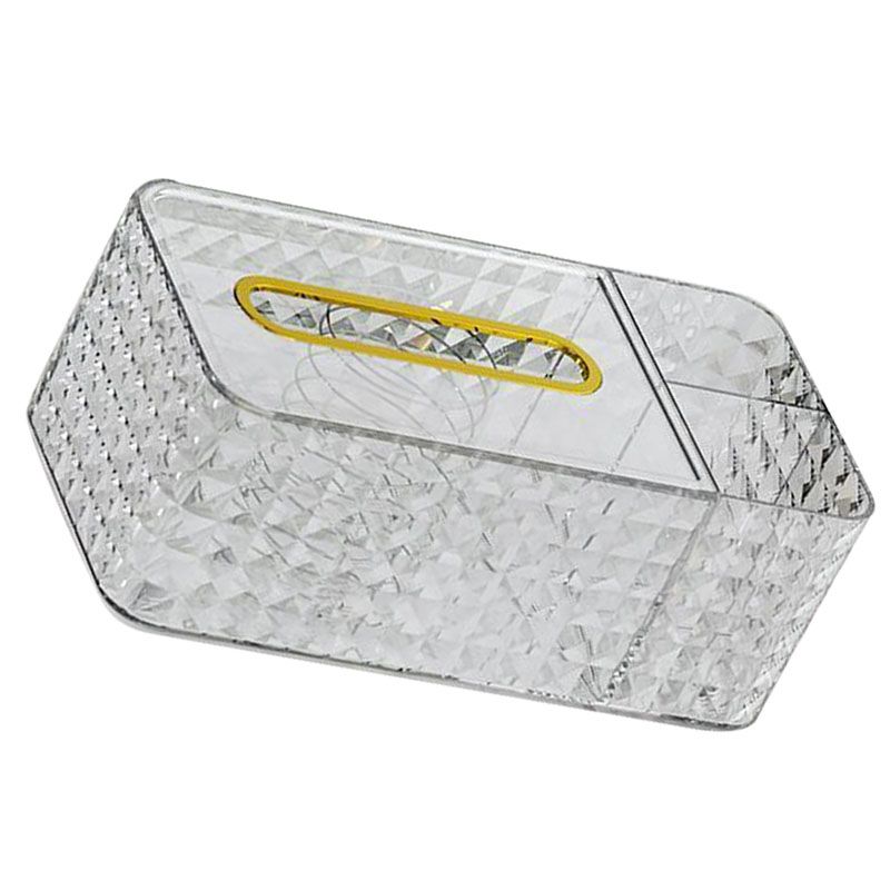 Tissue Storage Box Rhombus Texture Side Partition Towel Napkin Container Case Transparent White