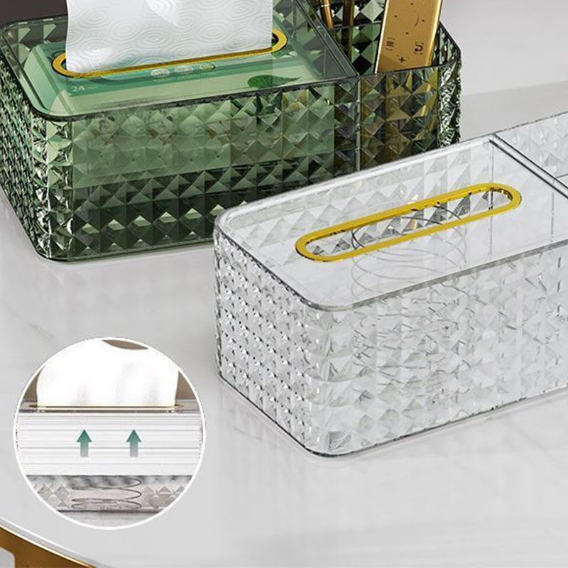 Tissue Storage Box Rhombus Texture Side Partition Towel Napkin Container Case Transparent White
