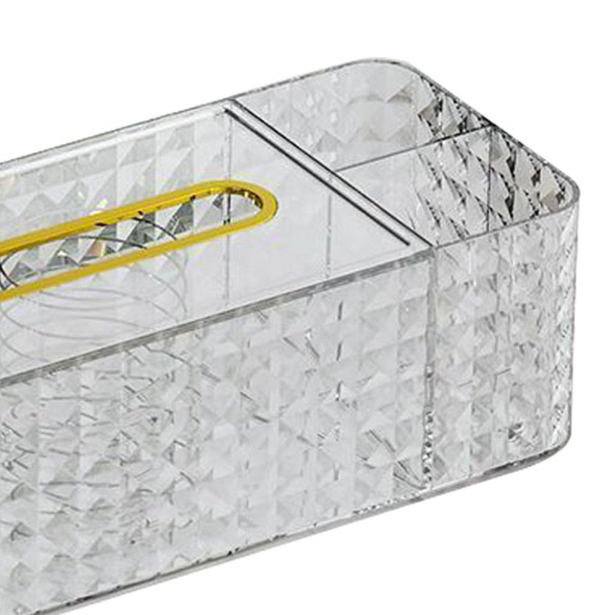 Tissue Storage Box Rhombus Texture Side Partition Towel Napkin Container Case Transparent White