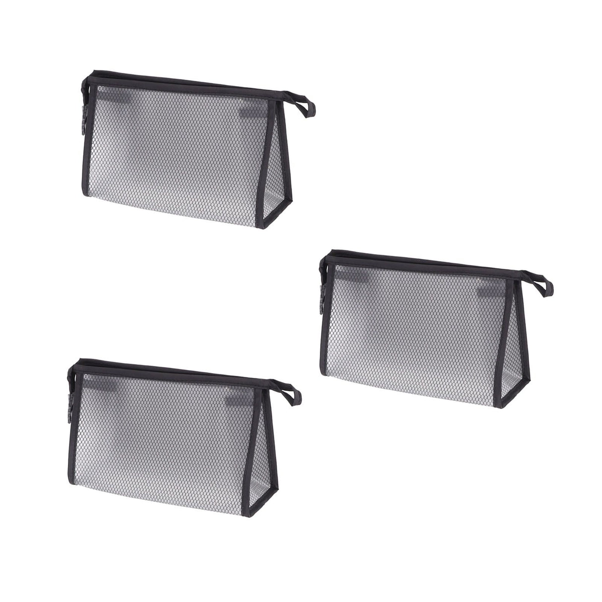 3Pcs Mesh Makeup Bag Waterproof EVA Triangular Design Semi Transparent Mesh Zipper Pouch for Cosmetic Travel Outdoor
