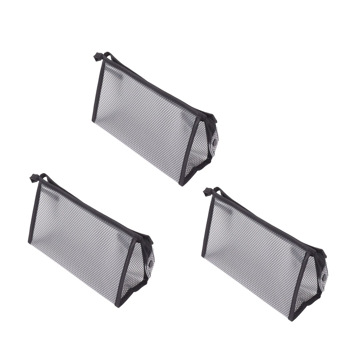 3Pcs Mesh Makeup Bag Waterproof EVA Triangular Design Semi Transparent Mesh Zipper Pouch for Cosmetic Travel Outdoor