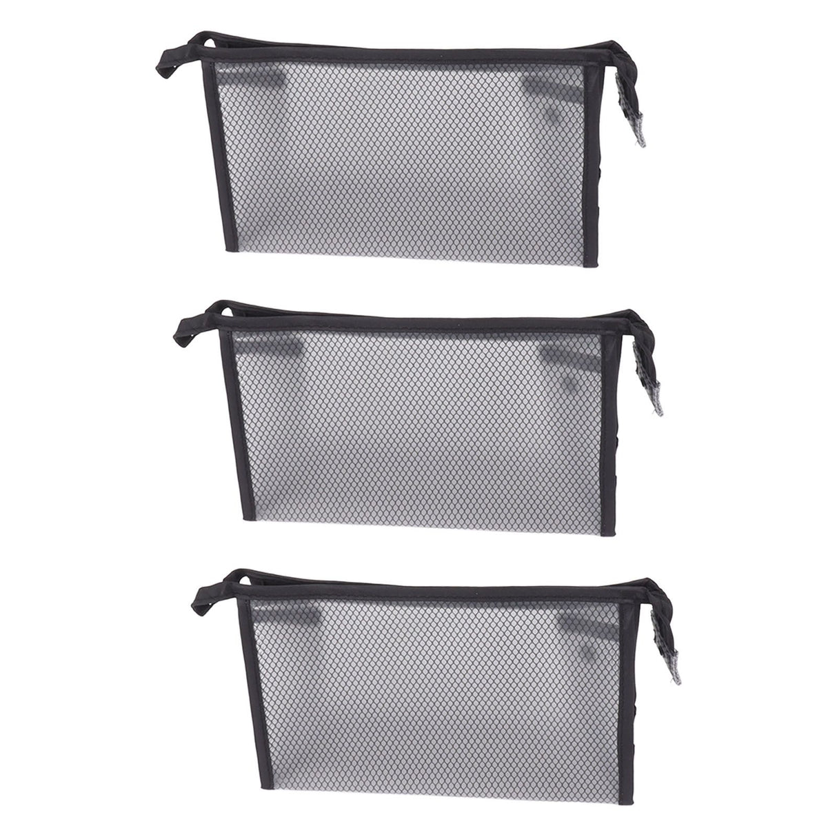 3Pcs Mesh Makeup Bag Waterproof EVA Triangular Design Semi Transparent Mesh Zipper Pouch for Cosmetic Travel Outdoor