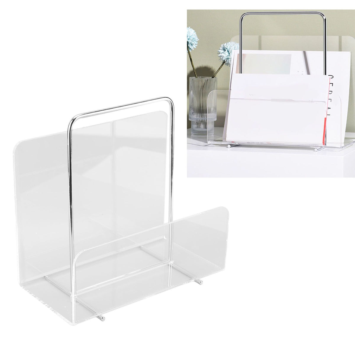 Acrylic Magazine Rack Transparent Acrylic File Book Holder for Office Organization Storage Decoration Reception