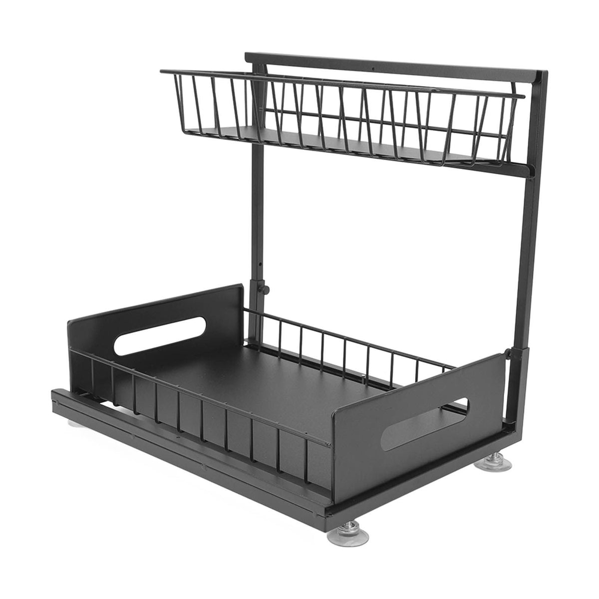 Under Sink Organizers and Storage Sliding Cabinet Basket Organizer 2 Tier Under Bathroom Storage Rack for Bathroom Kitchen Black