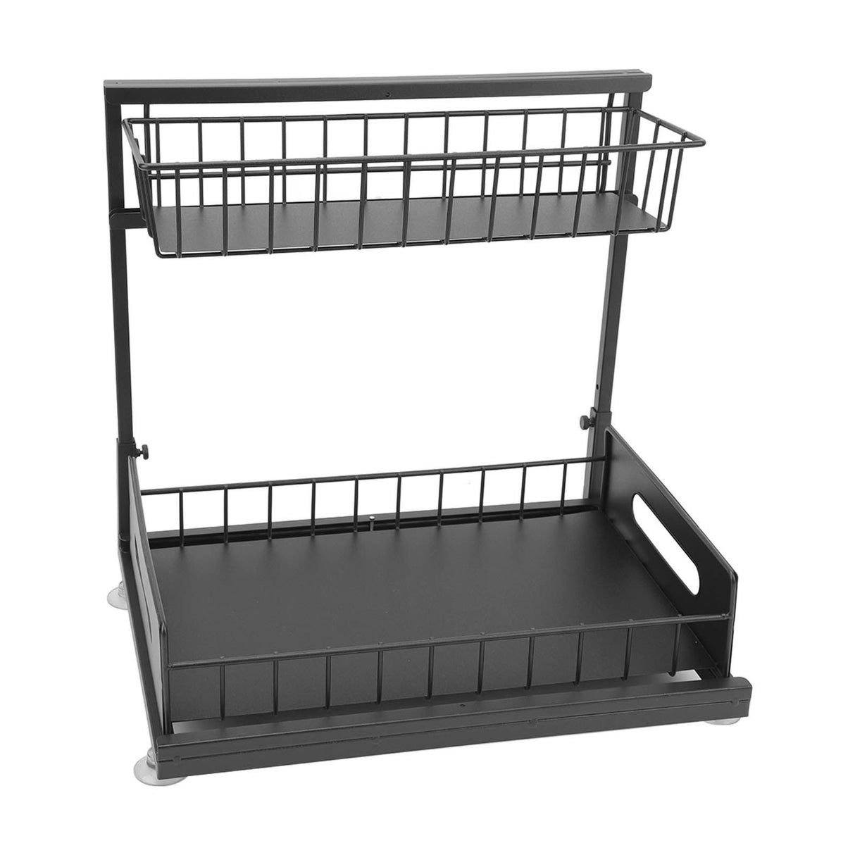 Under Sink Organizers and Storage Sliding Cabinet Basket Organizer 2 Tier Under Bathroom Storage Rack for Bathroom Kitchen Black