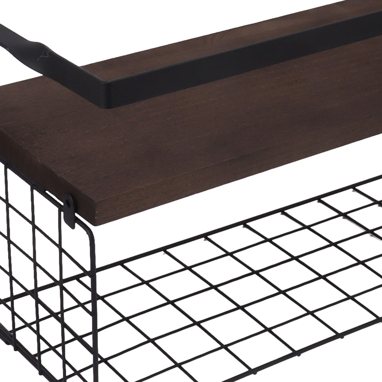 2 Set Wall Mounted Storage Shelves Bathroom Metal Wire Rustic Floating Shelf for Kitchen Office