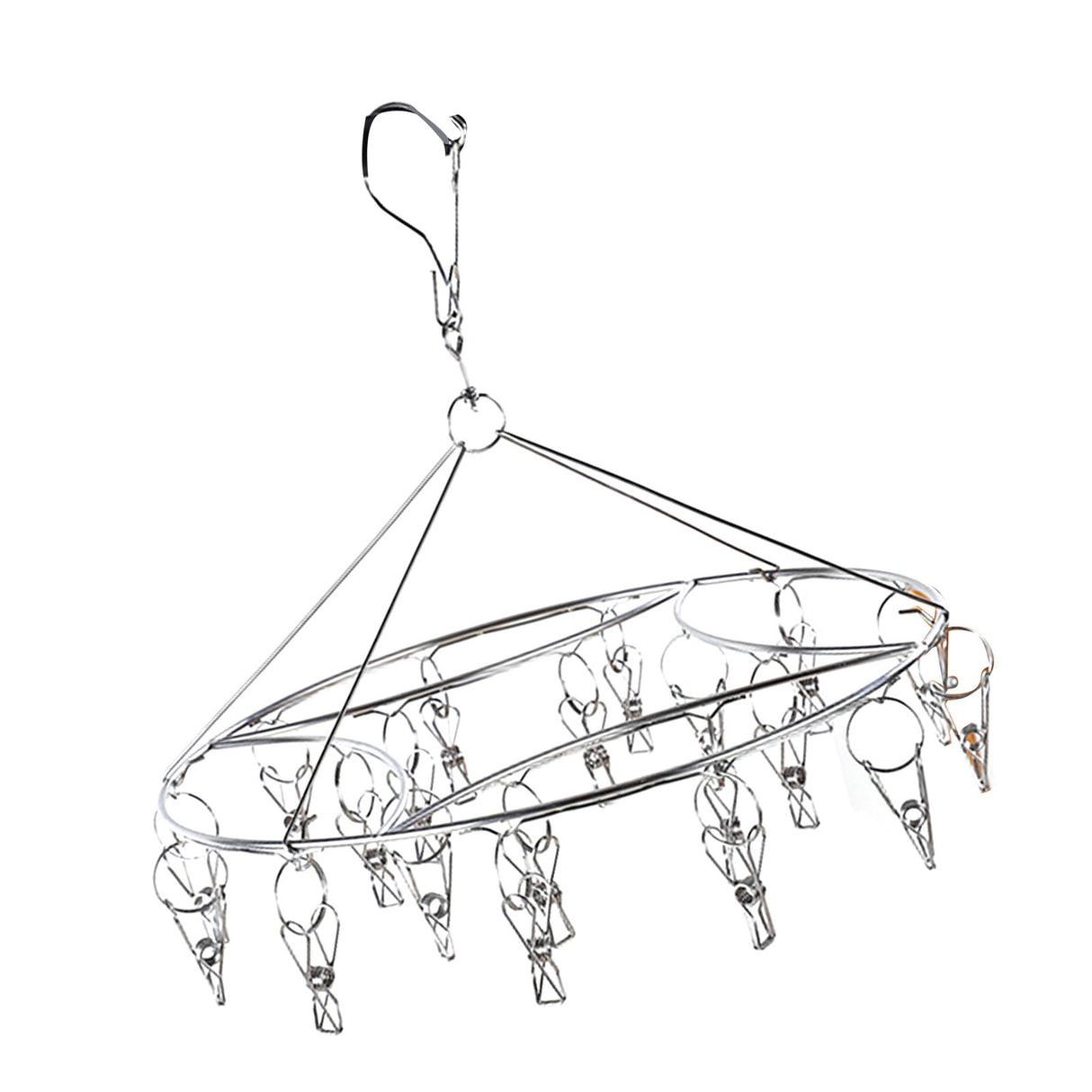 Clothes Drying Hanger Stainless Steel Multi Clip Laundry Drip Hanging Rack for Underwear Socks Hat Round