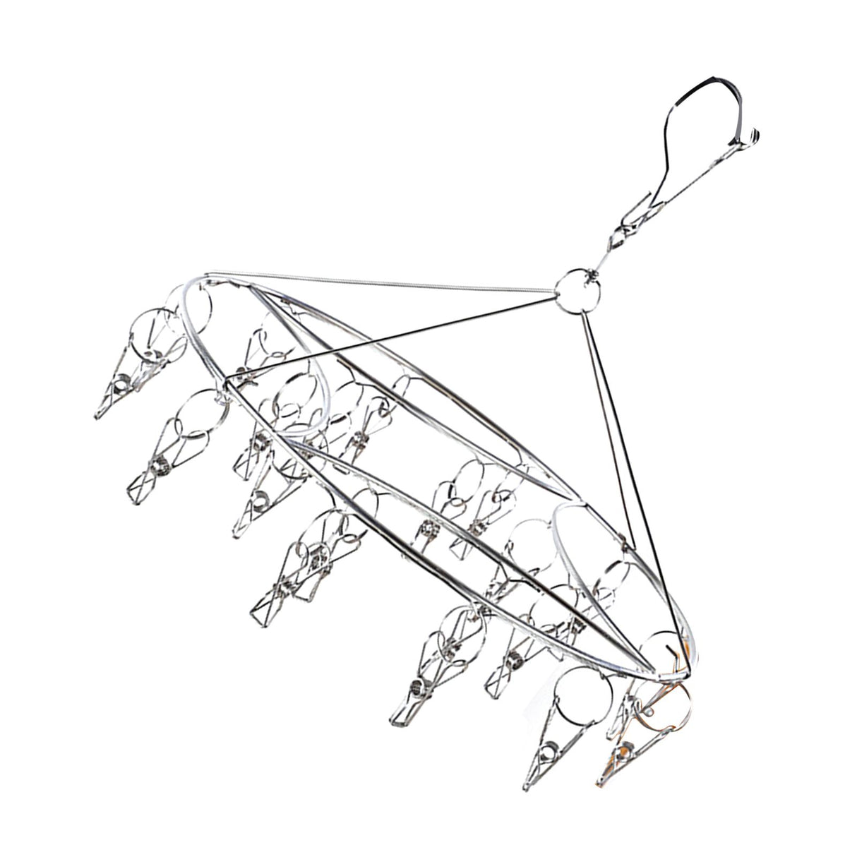 Clothes Drying Hanger Stainless Steel Multi Clip Laundry Drip Hanging Rack for Underwear Socks Hat Round