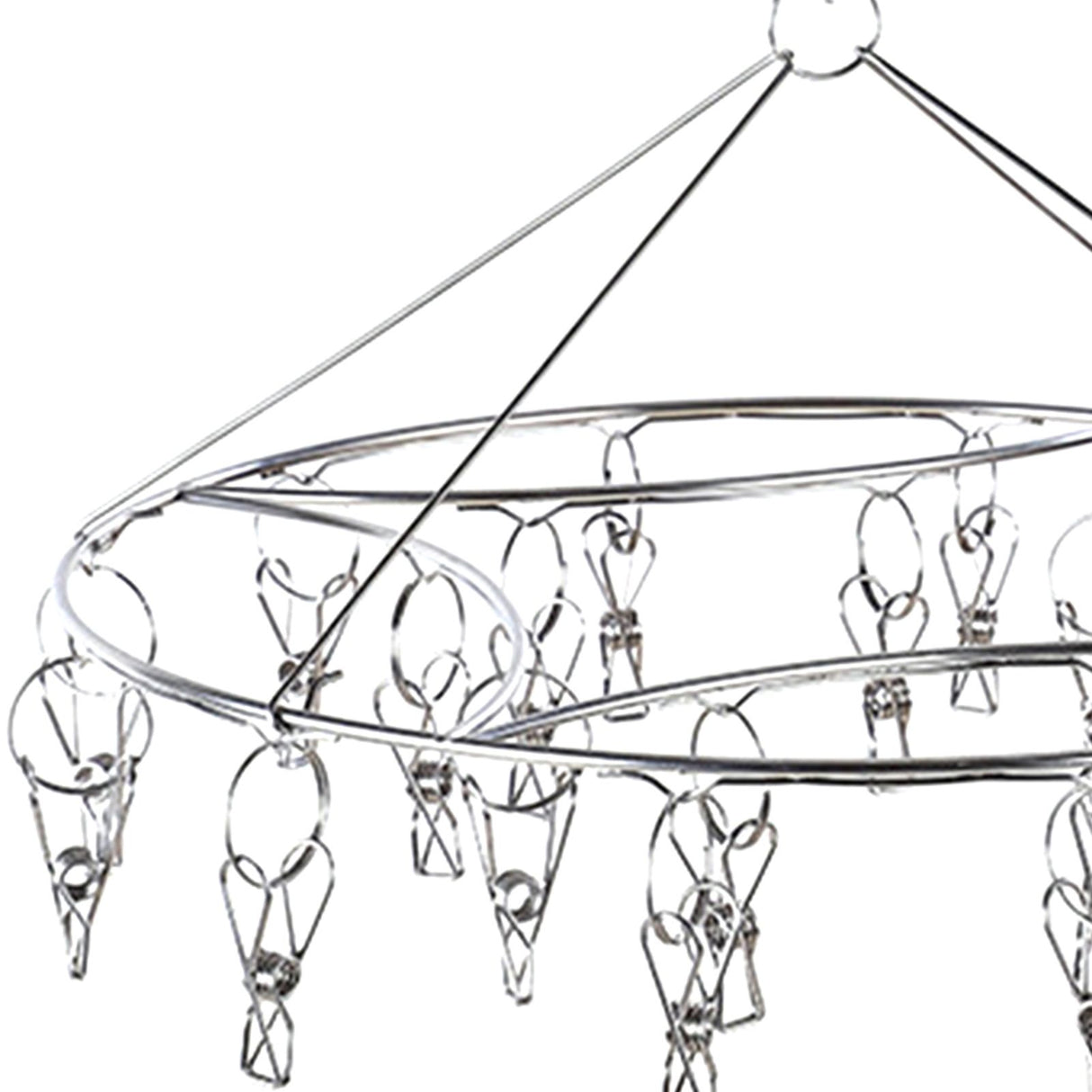 Clothes Drying Hanger Stainless Steel Multi Clip Laundry Drip Hanging Rack for Underwear Socks Hat Round