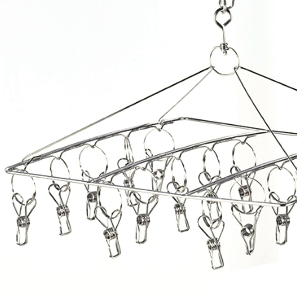 Clothes Drying Hanger Stainless Steel Multi Clip Laundry Drip Hanging Rack for Underwear Socks Hat Square