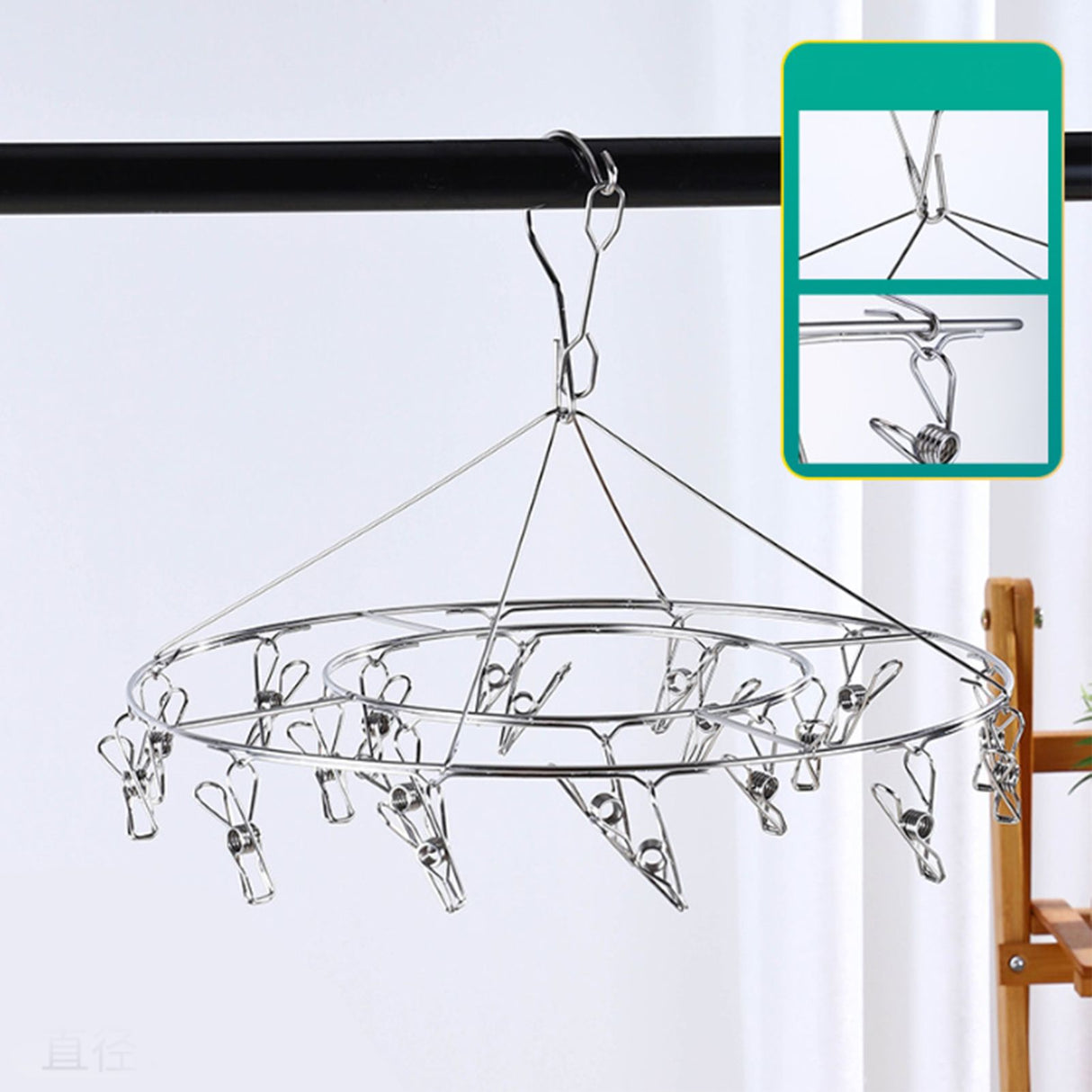 Clothes Drying Hanger Stainless Steel Multi Clip Laundry Drip Hanging Rack for Underwear Socks Hat No Loop Round
