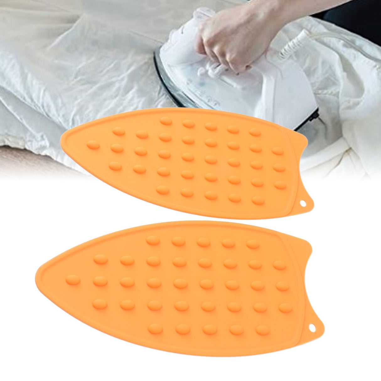 2Pcs Silicone Iron Rest Pad Durable Impact Resistant Heat Resistant Iron Mat for Ironing Boards Irons Orange