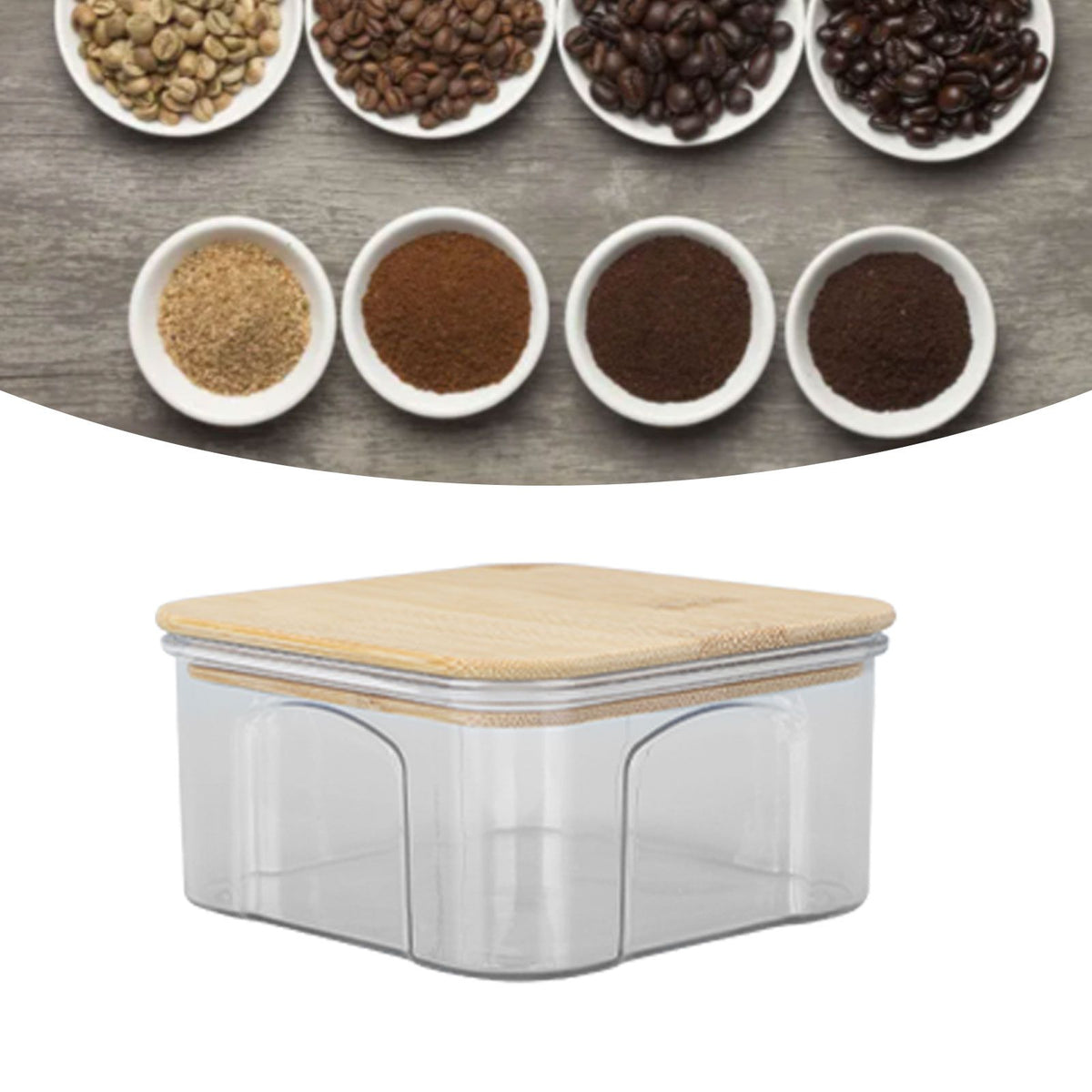 Airtight Food Storage Container Clear Food Storage Jar with Bamboo Lid for Noodles Flour Cereal Rice Tea Coffee Beans 450ml 10.7x5.7cm / 4.2x2.2in
