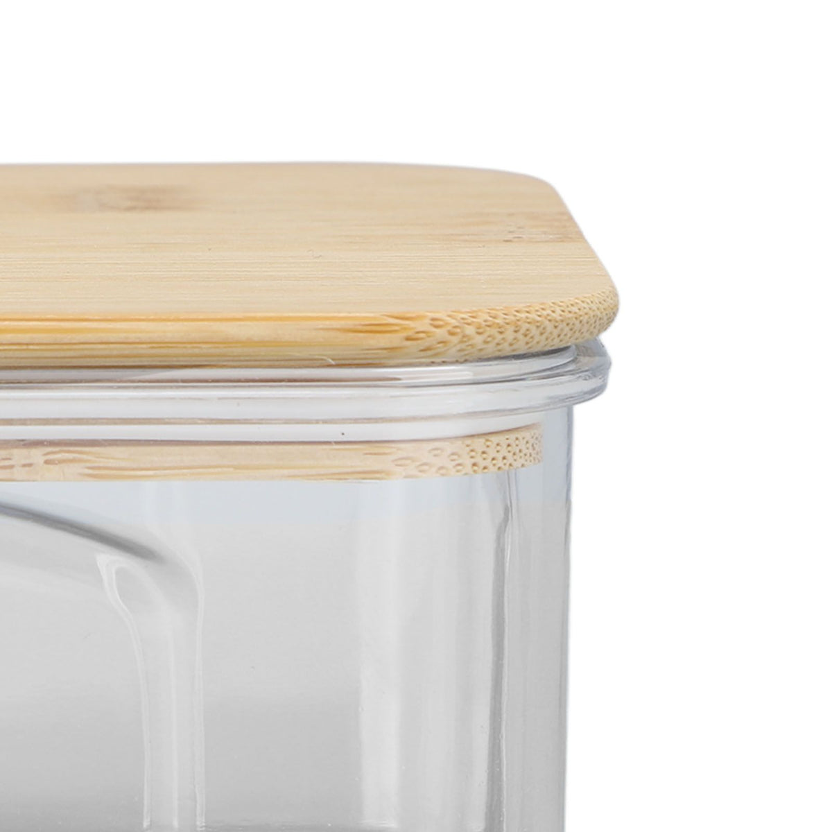 Airtight Food Storage Container Clear Food Storage Jar with Bamboo Lid for Noodles Flour Cereal Rice Tea Coffee Beans 450ml 10.7x5.7cm / 4.2x2.2in