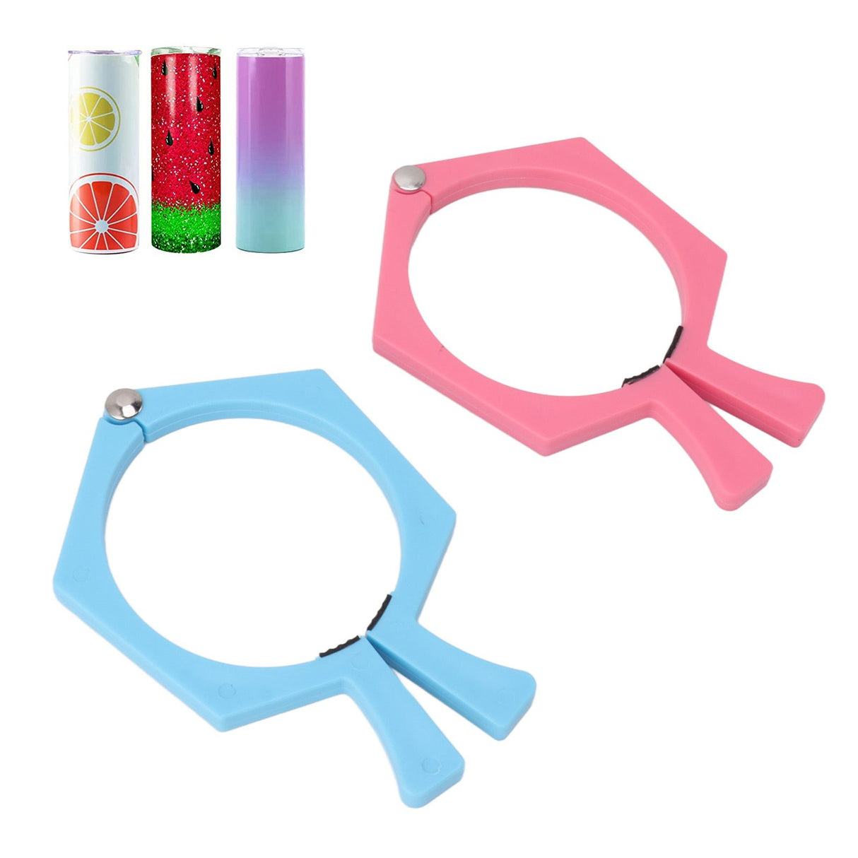 2PCS Sublimation Cup Clamp ABS Nonslip Tumbler Wrapping Clamp for Sublimation Paper Tumblers Pink and Blue