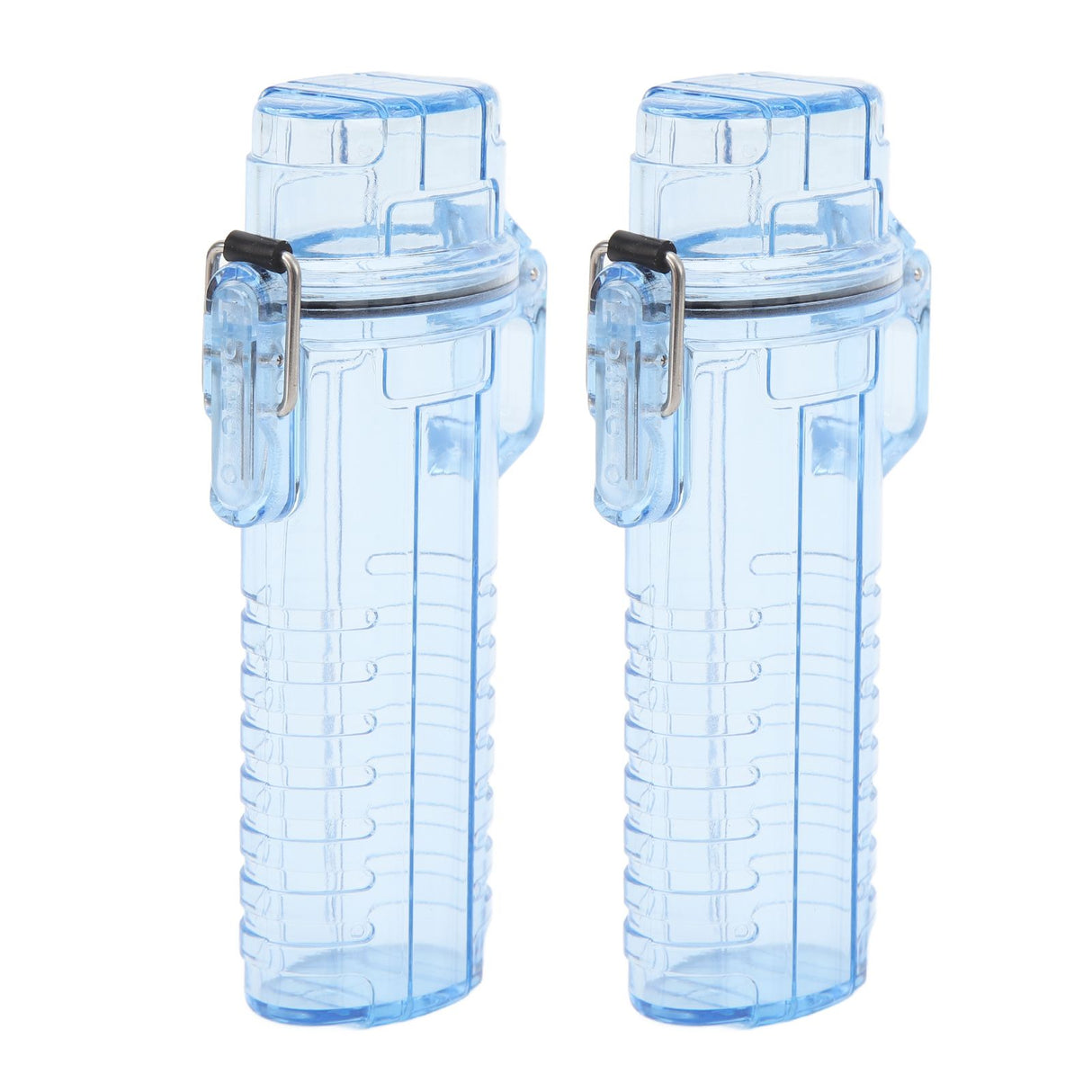 2Pcs Lighter Case Waterproof Lighter Storage Container Plastic for Outdoor Camping Hiking Transparent Blue