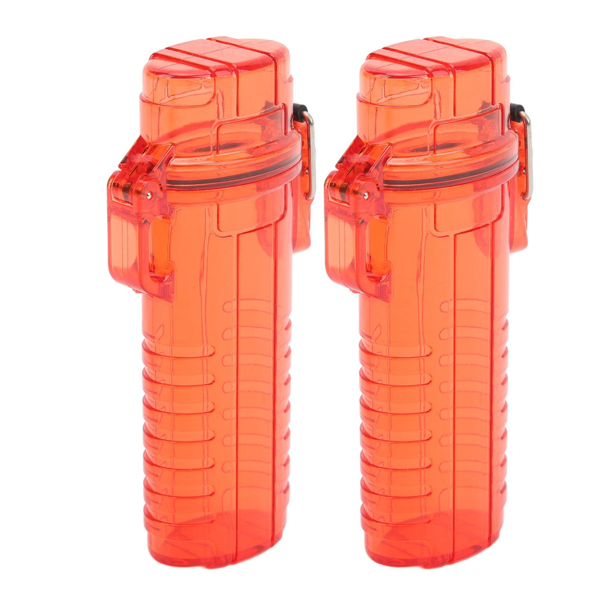 2Pcs Lighter Case Waterproof Lighter Storage Container Plastic for Outdoor Camping Hiking Transparent Red