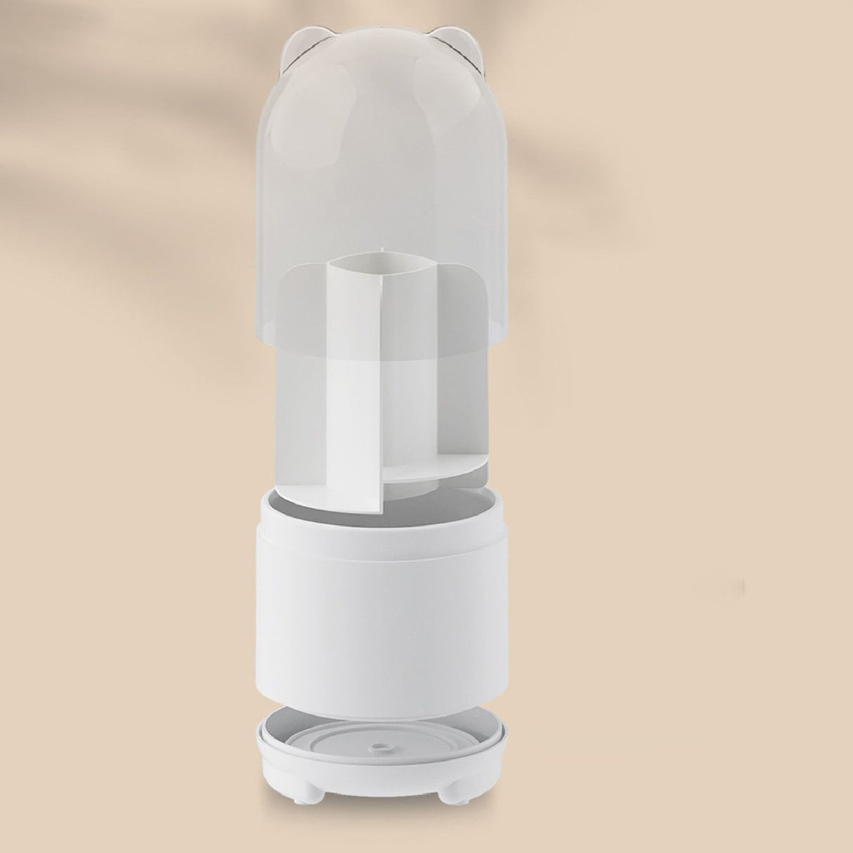 Makeup Brush Storage Container 360 Degree Rotating Dust Prevention Transparent Lid Large Capacity Makeup Brush Holder White