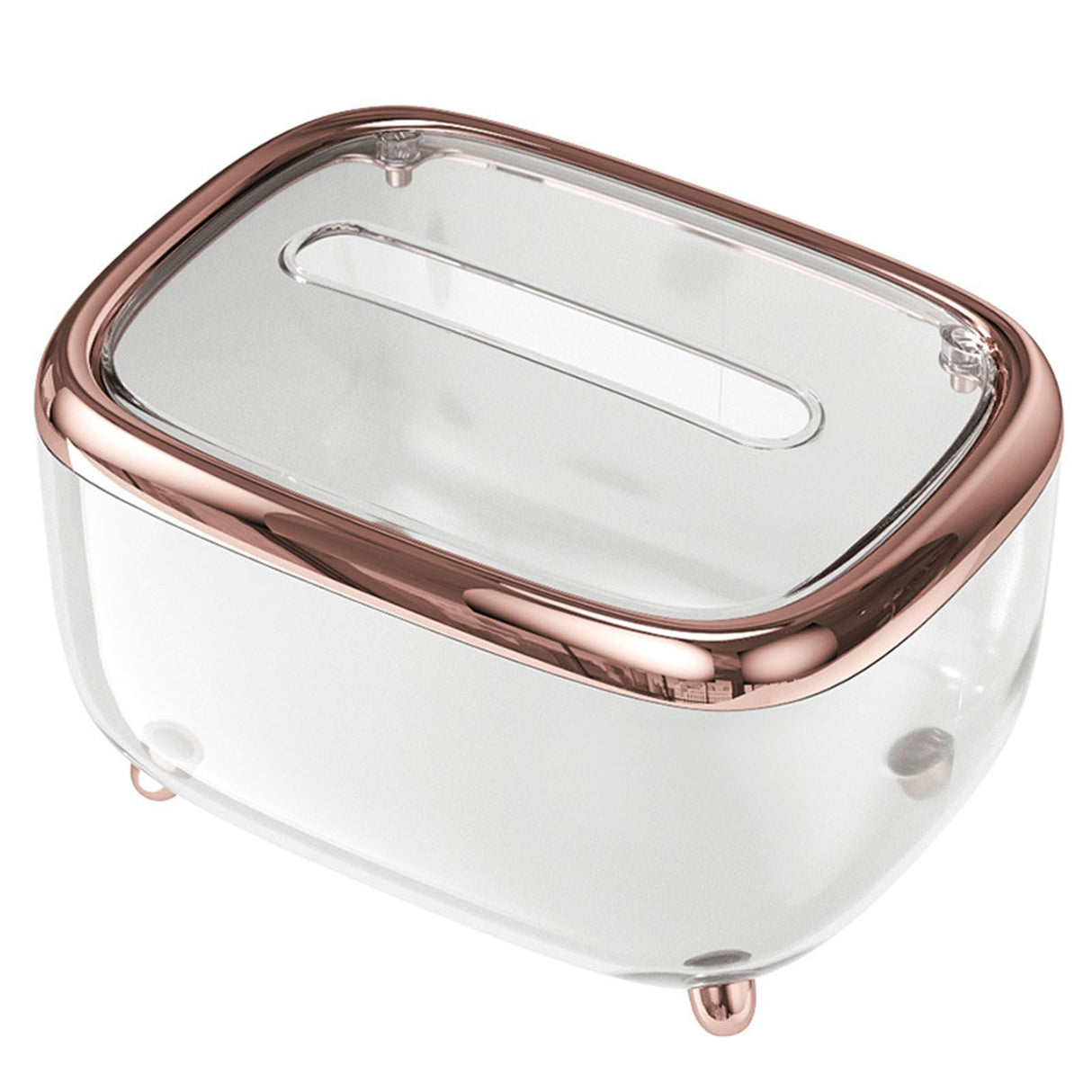 Tissue Box Transparent Napkin Box Simple Creative Storage Box Fixed Lid Paper Organizer Rose Gold