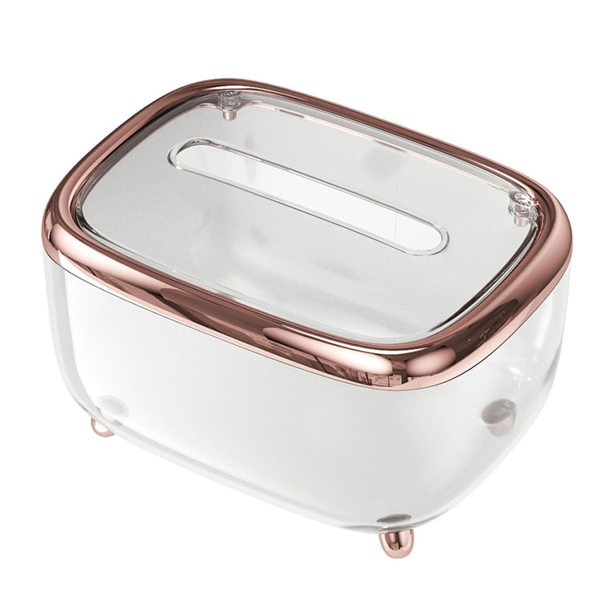 Tissue Box Transparent Napkin Box Simple Creative Storage Box Fixed Lid Paper Organizer Rose Gold