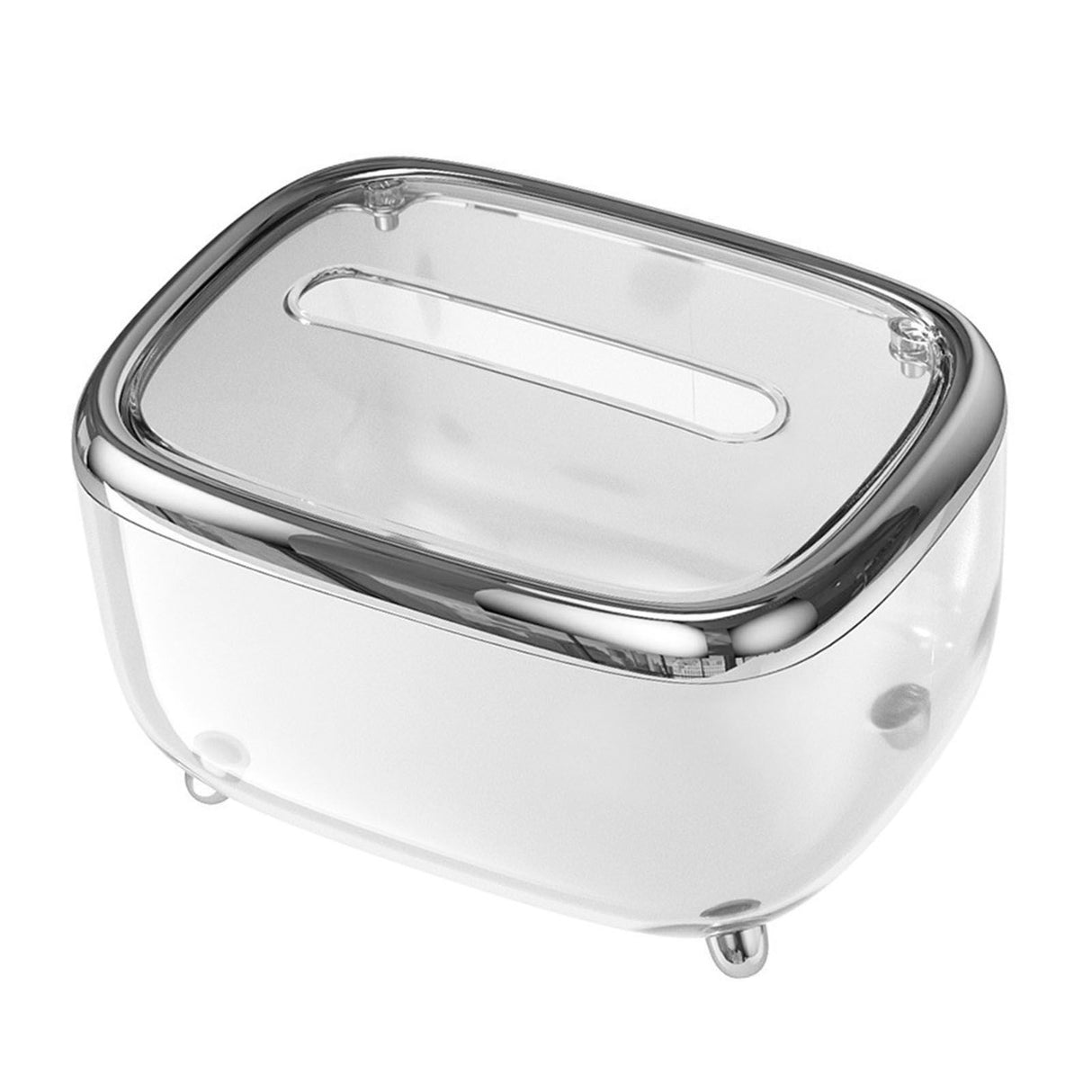 Tissue Box Transparent Napkin Box Simple Creative Storage Box Fixed Lid Paper Organizer Sliver