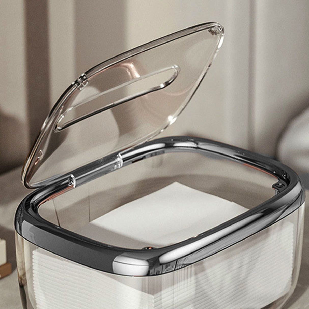 Tissue Box Transparent Napkin Box Simple Creative Storage Box Fixed Lid Paper Organizer Black