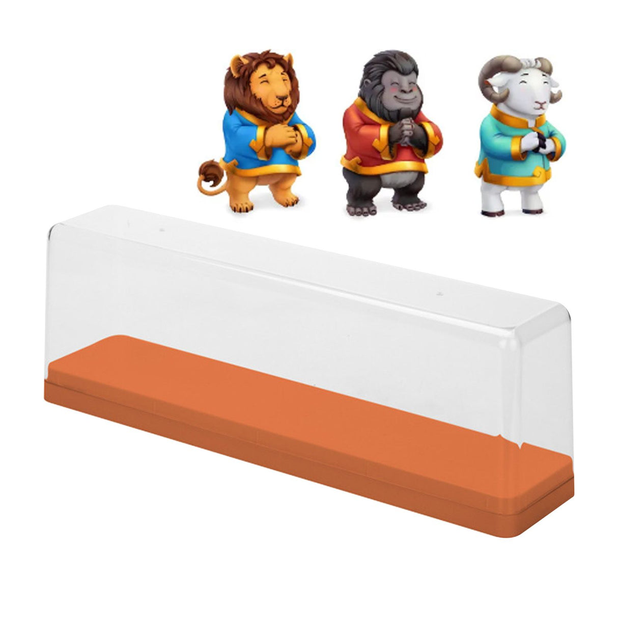 Action Figure Storage Box Dustproof Stackable Transparent Cartoon Figure Doll Display Case Orange
