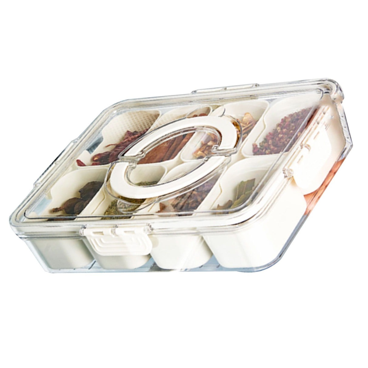 Plastic Storage Box Multi Grids Fridge Food Divider Box for Dumpling Vegetable Fruit Seasoning Large 8 Grids