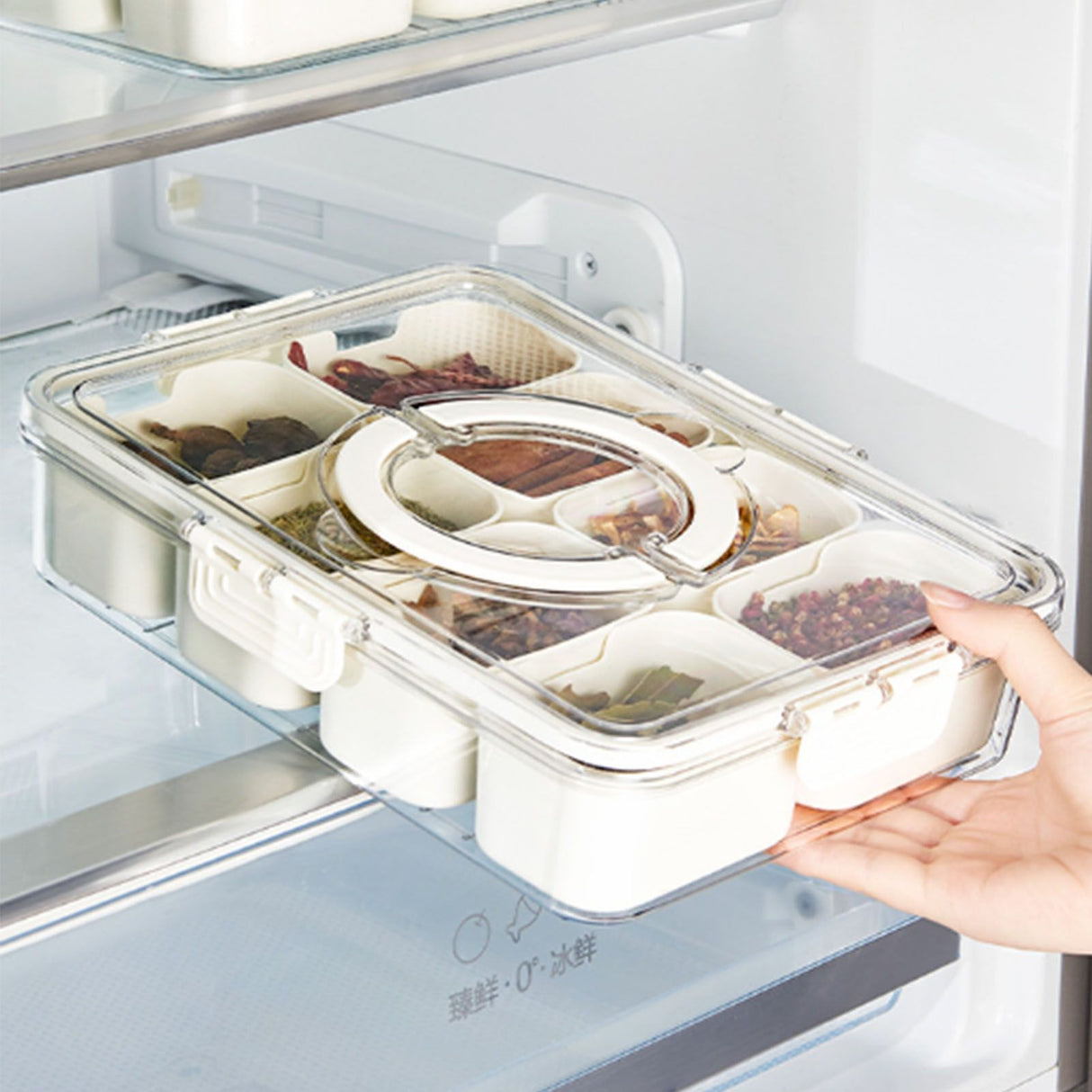 Plastic Storage Box Multi Grids Fridge Food Divider Box for Dumpling Vegetable Fruit Seasoning Large 8 Grids
