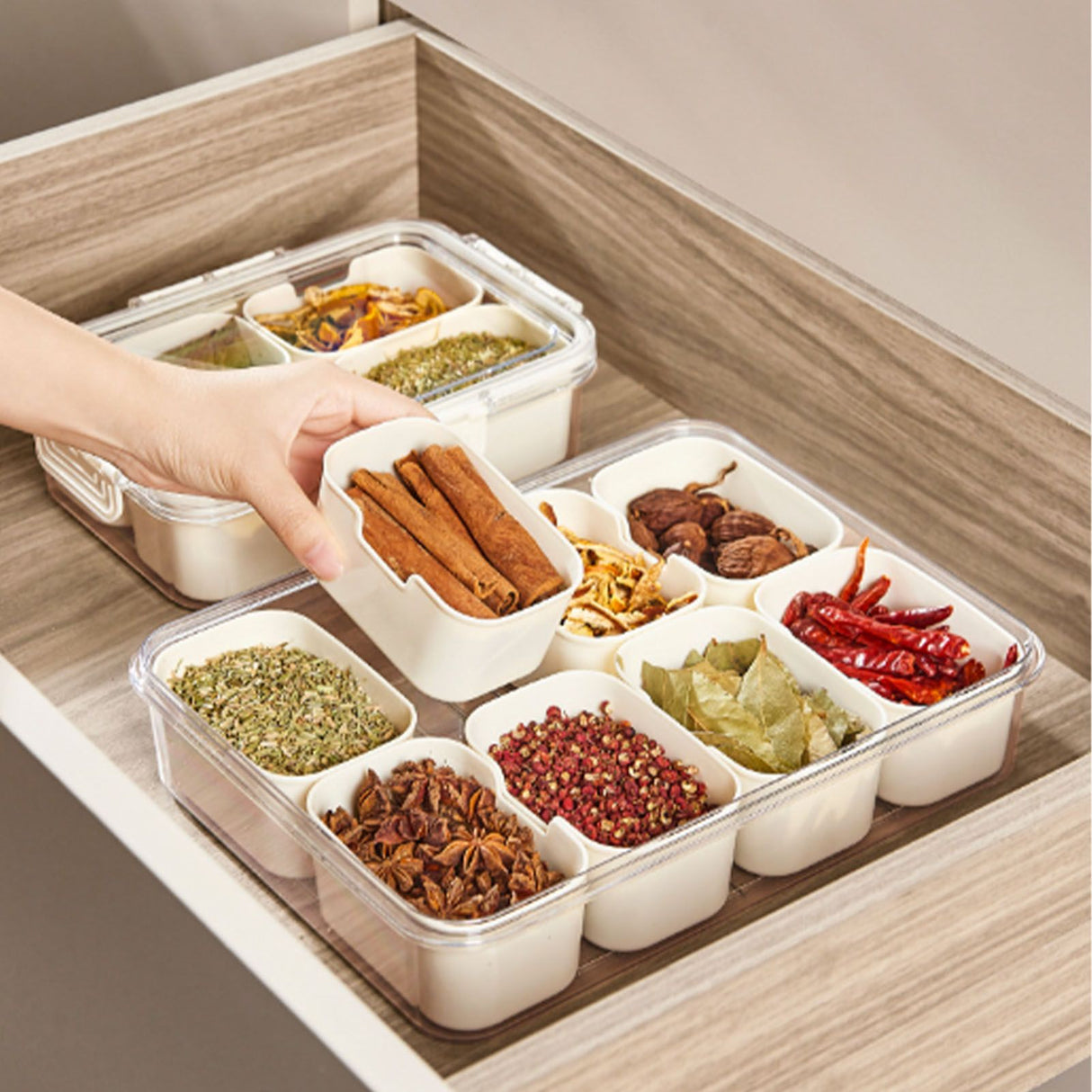 Plastic Storage Box Multi Grids Fridge Food Divider Box for Dumpling Vegetable Fruit Seasoning Large 8 Grids