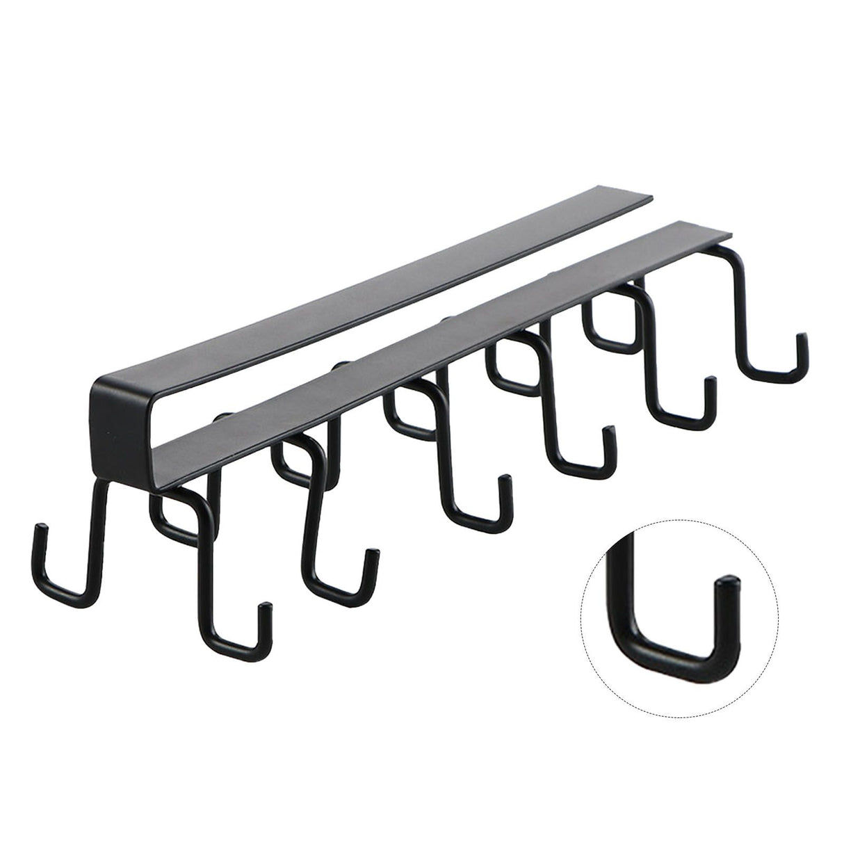 Kitchen Utensil Holder Hanger Iron Double Row Hook Spoon Shovel Shelving for Restaurant Black