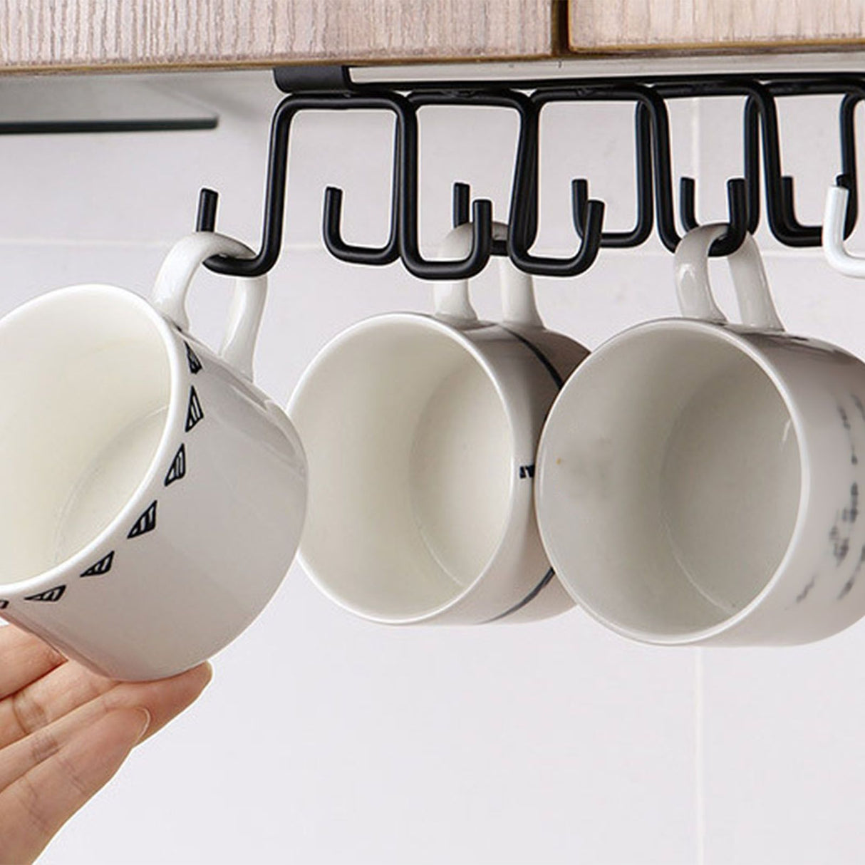 Kitchen Utensil Holder Hanger Iron Double Row Hook Spoon Shovel Shelving for Restaurant Black