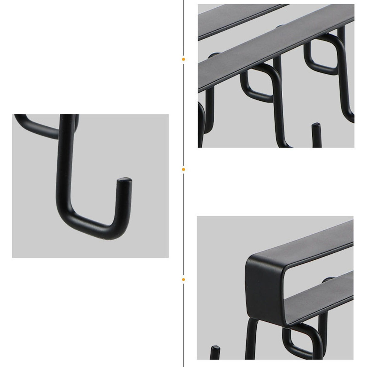 Kitchen Utensil Holder Hanger Iron Double Row Hook Spoon Shovel Shelving for Restaurant Black