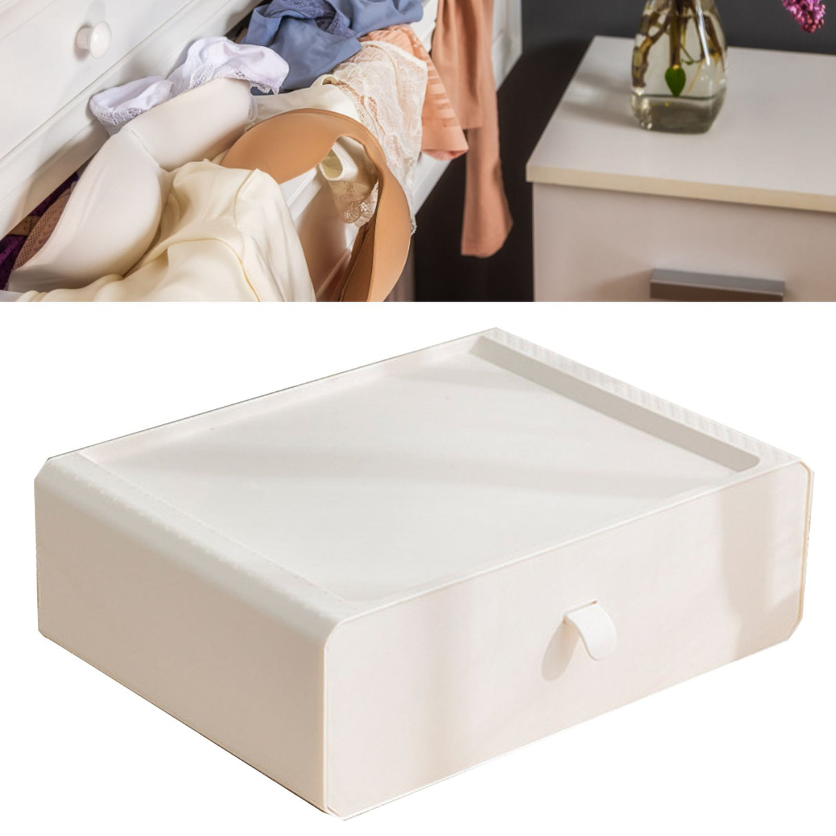 Underwear Storage Box Plastic 15 Grid Compartment Drawer Desktop Accessories for Socks Bras White