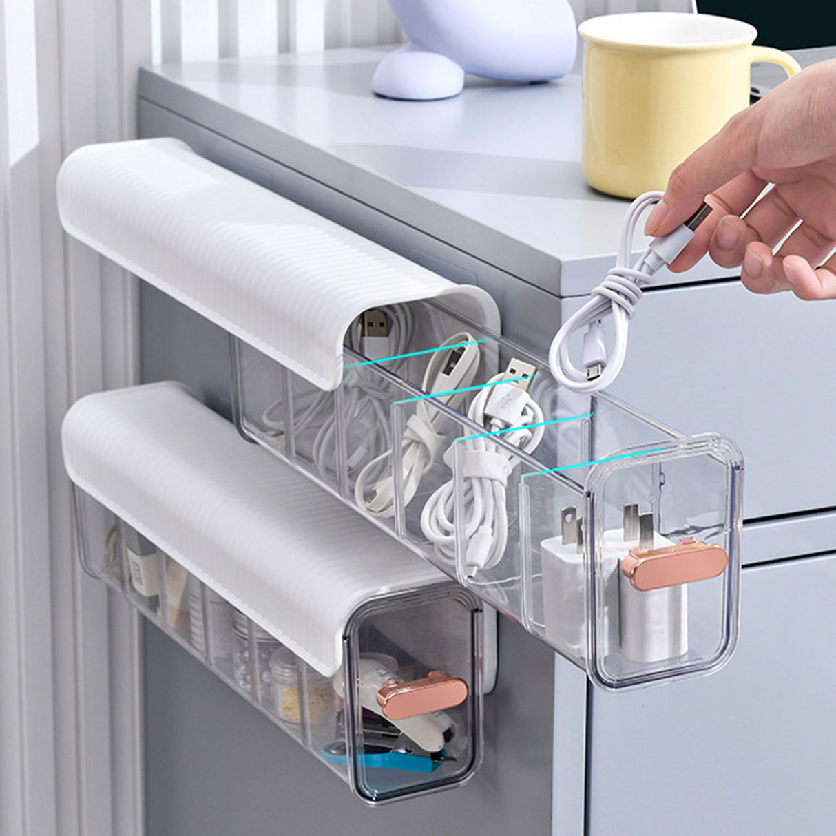 Wall Underwear Organizer Detachable Dustproof Moistureproof Wall Mount Drawer Organizer for Bedroom Home White