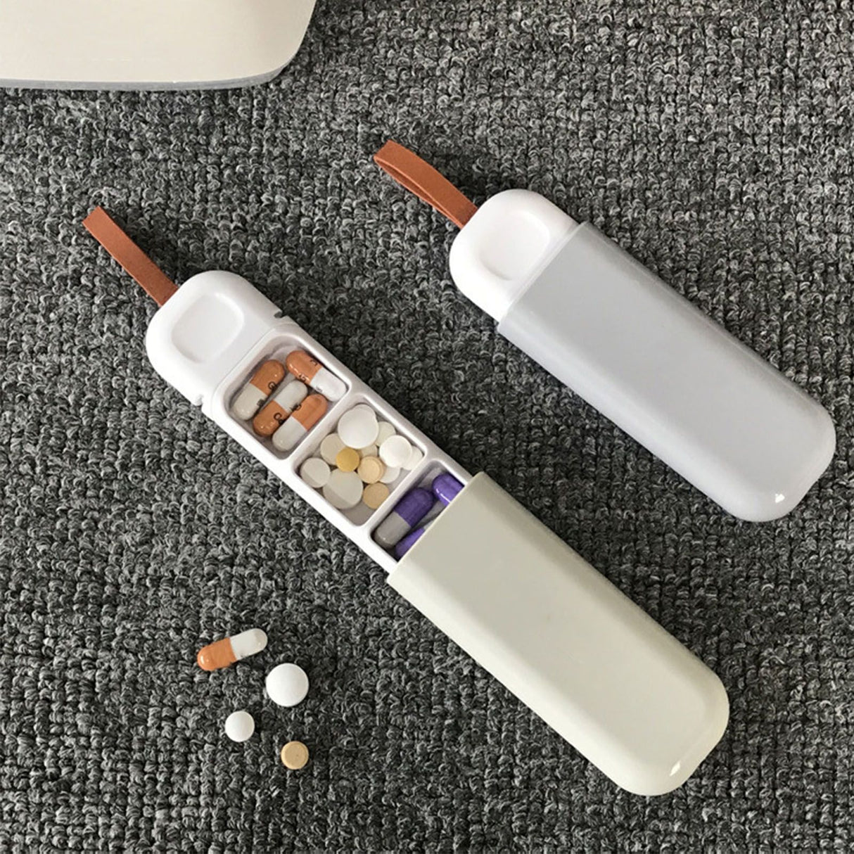 Home Portable Small Medicine Box One Day Dispensing Medicine Box with Dispensing Box Mini Medicine Dispensing Box Beige