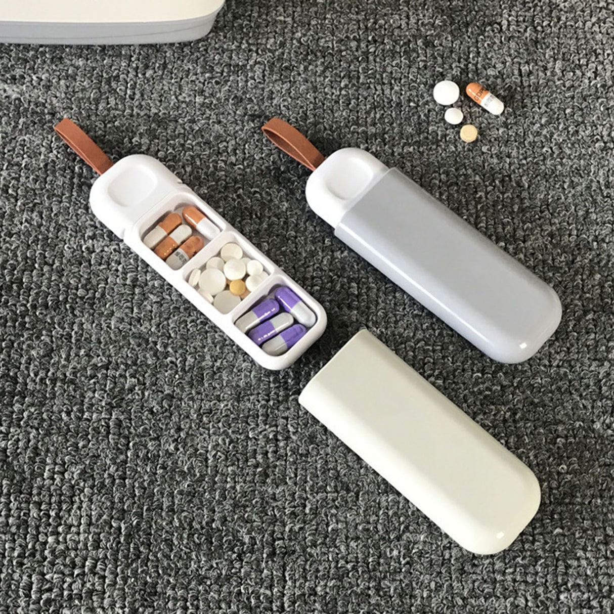 Home Portable Small Medicine Box One Day Dispensing Medicine Box with Dispensing Box Mini Medicine Dispensing Box Beige