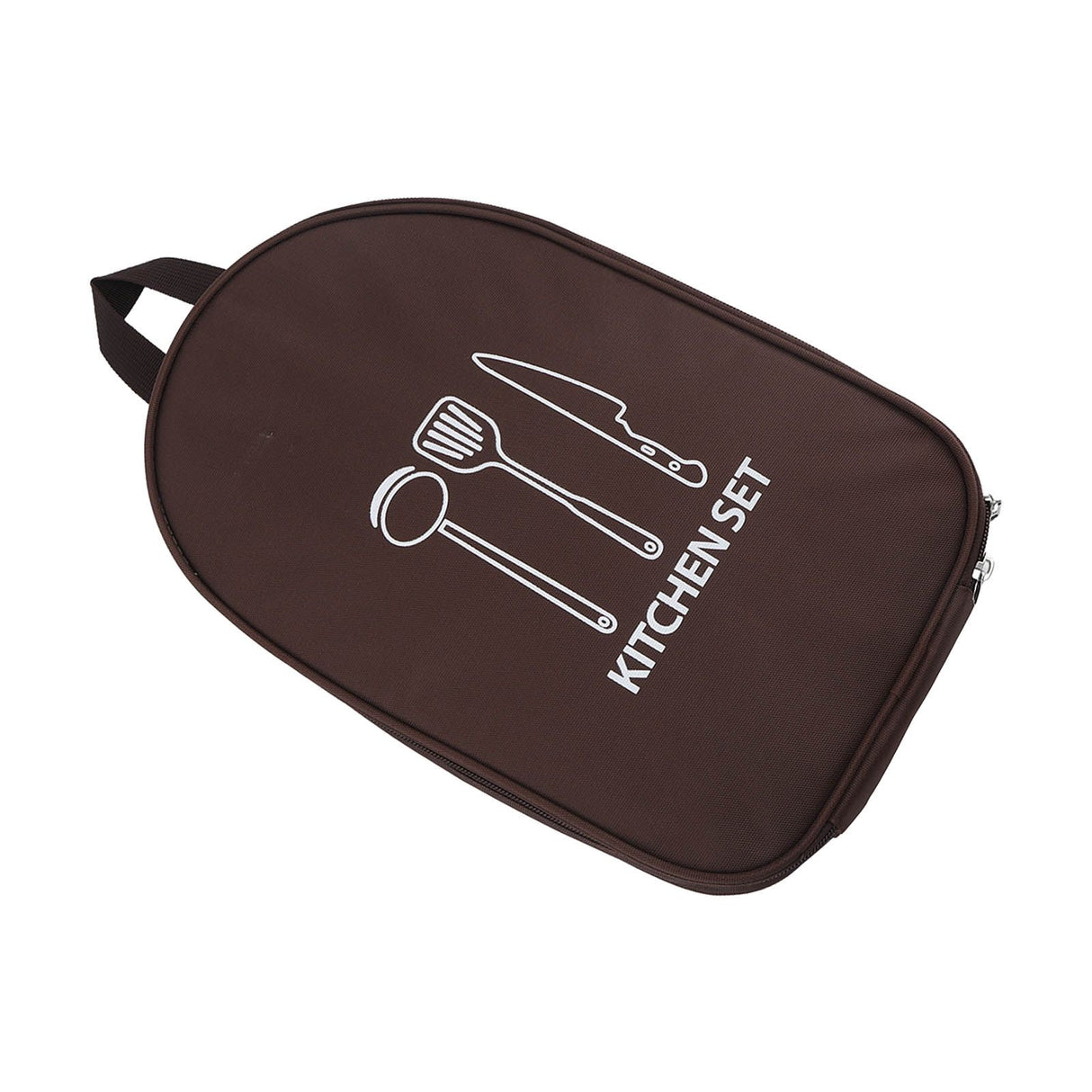 Camping Utensil Bag Canvas Cookware Knife Storage Bag Portable Tools Travel Bag for Outdoor BBQ Brown