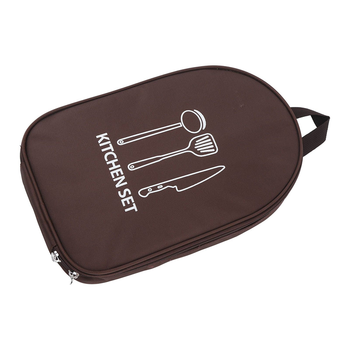 Camping Utensil Bag Canvas Cookware Knife Storage Bag Portable Tools Travel Bag for Outdoor BBQ Brown