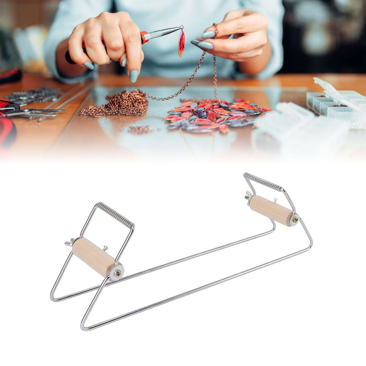 Metal Bead Loom DIY Beading Loom Machine for Beaded Bracelets Necklaces Belts Jewelry Silver
