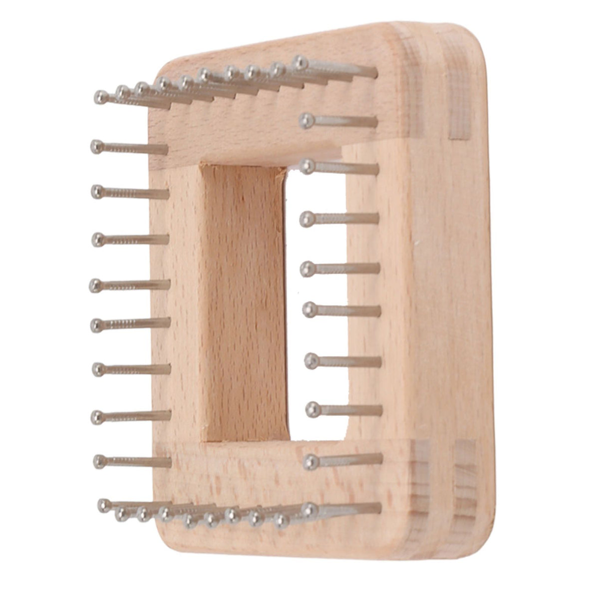 Mini Square Knitting Tool with Hooks Wooden Crochet Board for Weaving Mat Hairband Blanket Sock 10x10cm