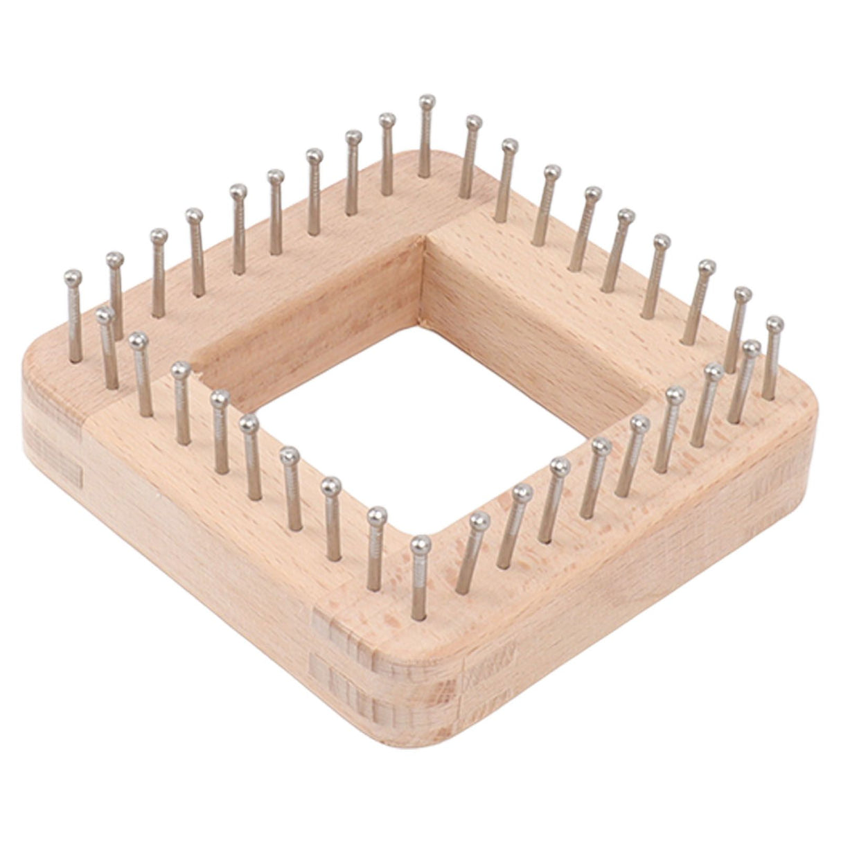 Mini Square Knitting Tool with Hooks Wooden Crochet Board for Weaving Mat Hairband Blanket Sock 10x10cm