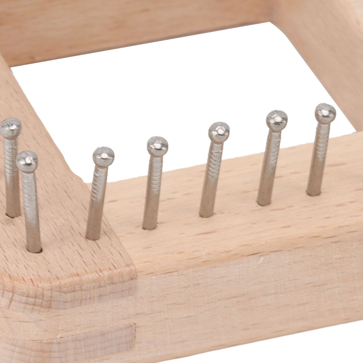 Mini Square Knitting Tool with Hooks Wooden Crochet Board for Weaving Mat Hairband Blanket Sock 10x10cm