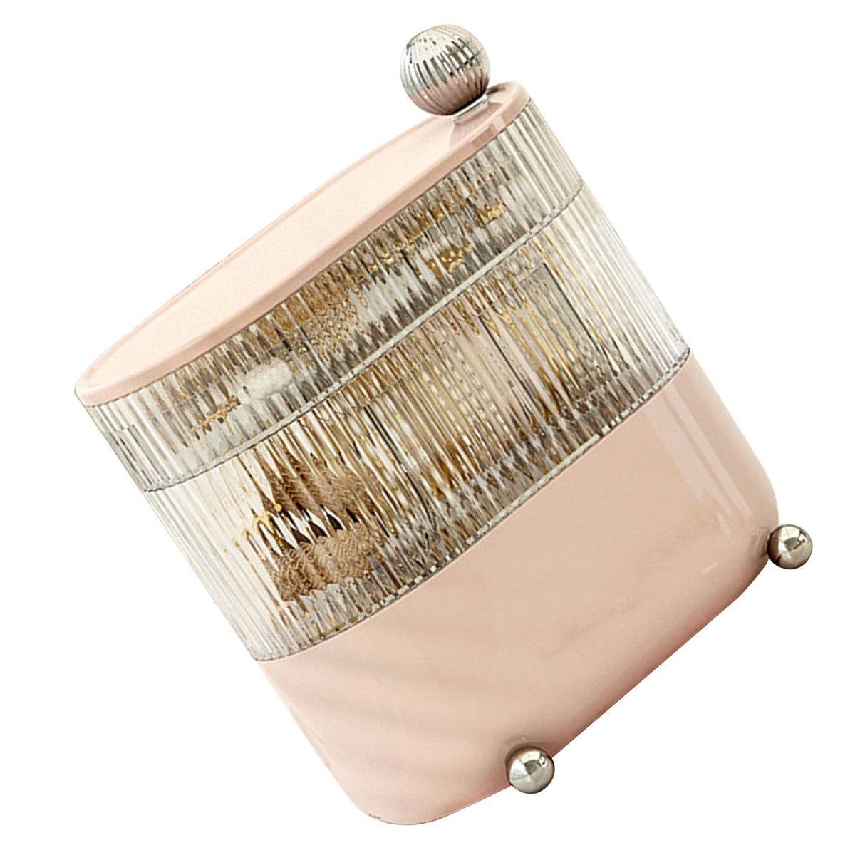 Desktop Storage Box 3 Tier Rotating Divided Organizer for Jewelry Data Cable Cosmetic Cream Pink