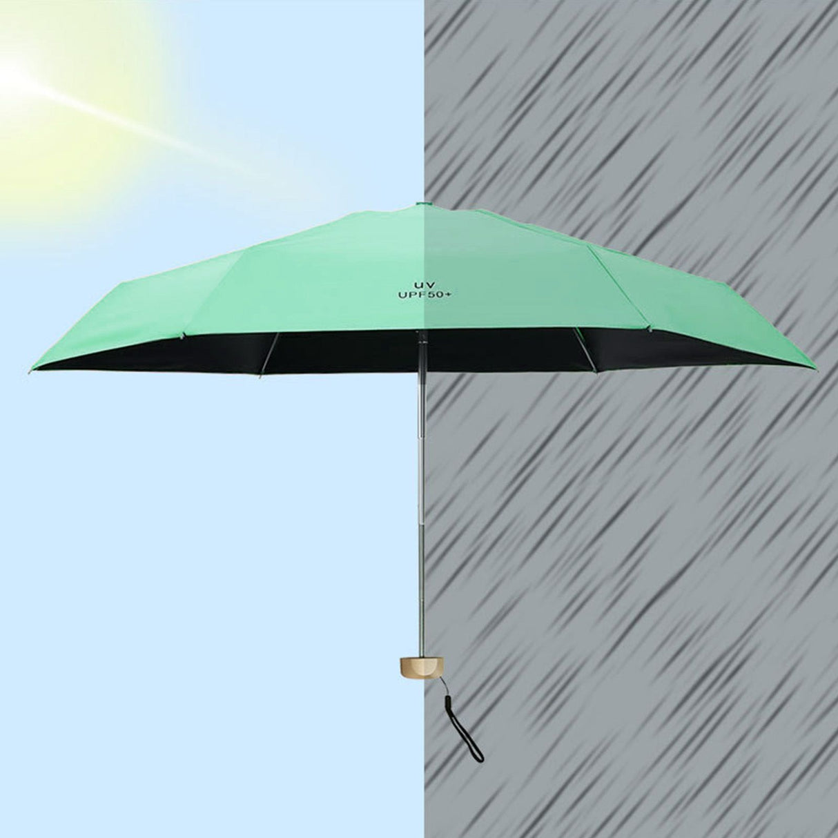 Sun Umbrella Super Light Mini Foldable UV Protection Wind Proof Portable Dual Use Umbrella Avocado Green