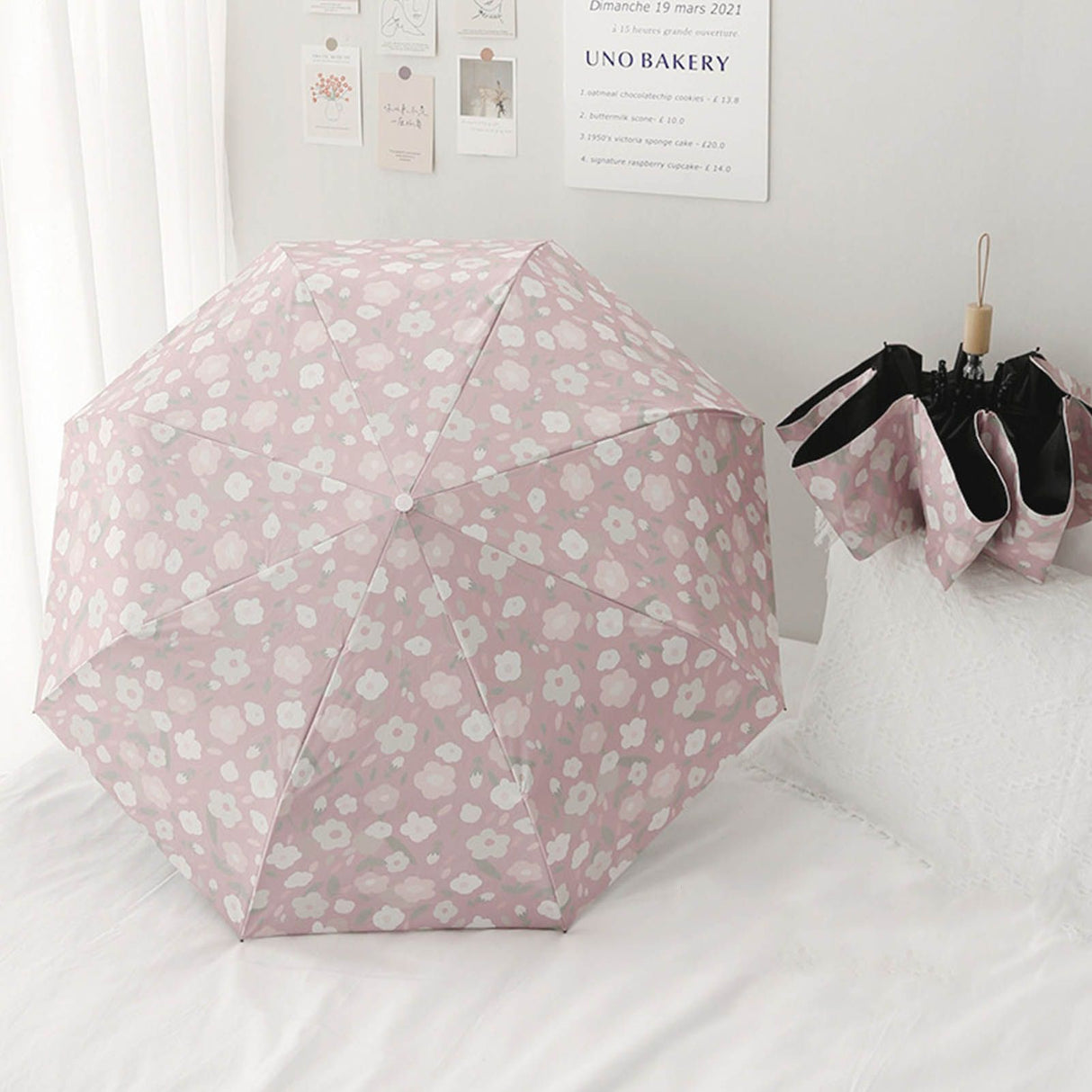 Automatic Umbrella Small Flower Style Umbrella Sunshade UV Protection Folding Umbrella Sun Rain Waterproof Umbrella