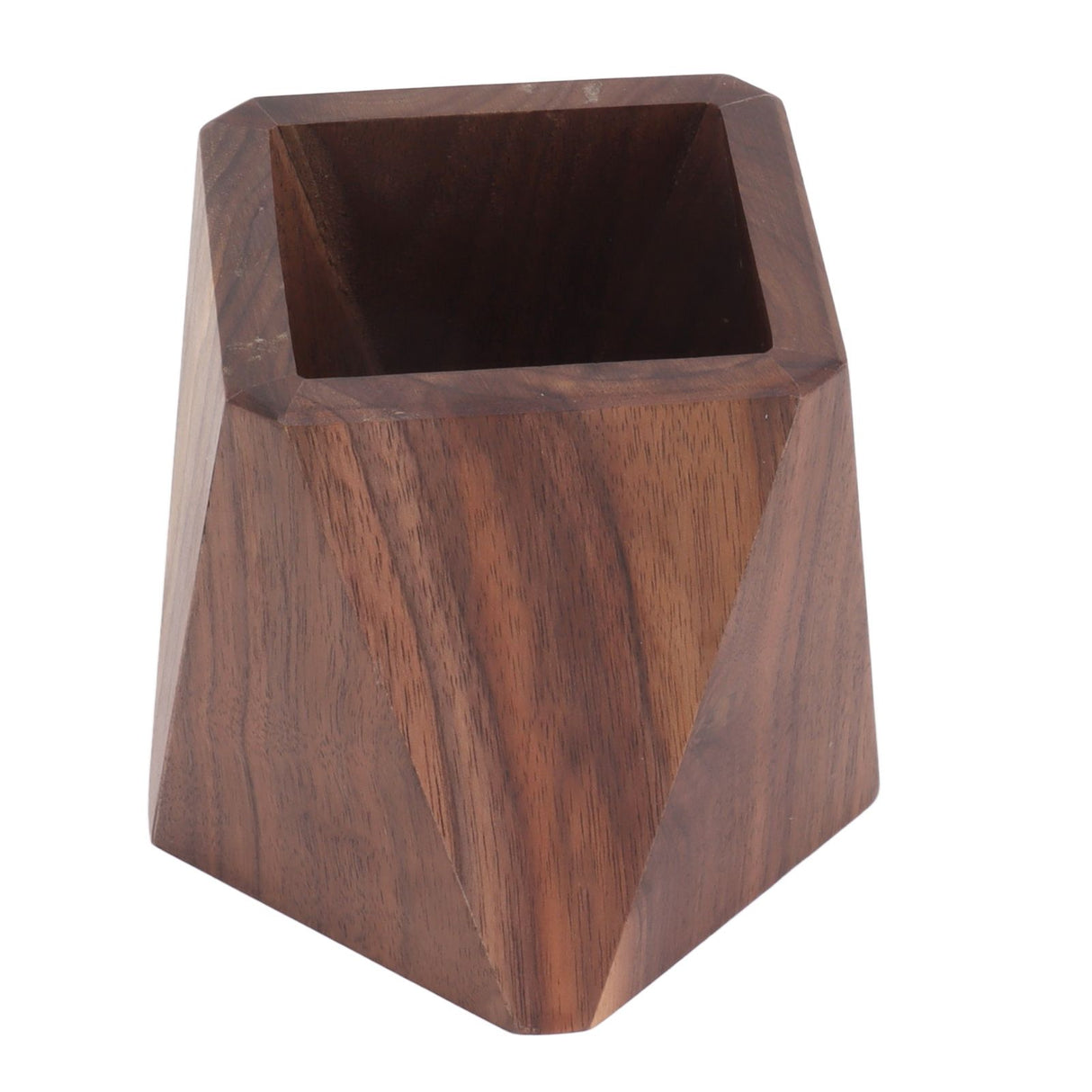 Cooking Utensil Container Smoothing Stable Large Capacity Simple Wooden Pen Holder for Kitchen Family Office Rhombic(3.9x4.3in)