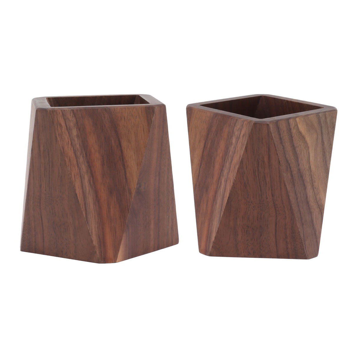 Cooking Utensil Container Smoothing Stable Large Capacity Simple Wooden Pen Holder for Kitchen Family Office Rhombic(3.9x4.3in)